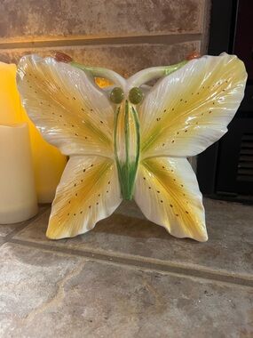 Yellow Ceramic Butterfly wall planter